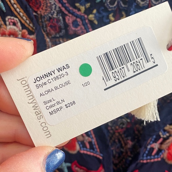 Johnny Was Navy Blouse with multicolored Embroidery - Picture 10 of 11